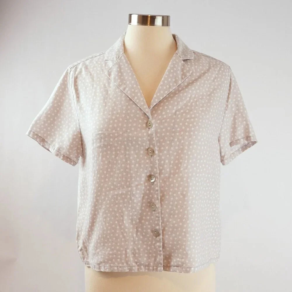 Rachel Zoe Gray Polka Dot Button Down Shirt